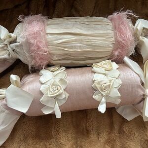 Two beautiful Glenna Jean Pillow Rolls for Girl crib or bed